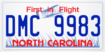 NC license plate DMC9983