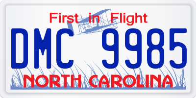 NC license plate DMC9985