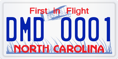 NC license plate DMD0001