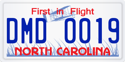 NC license plate DMD0019