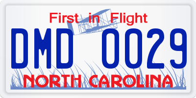 NC license plate DMD0029