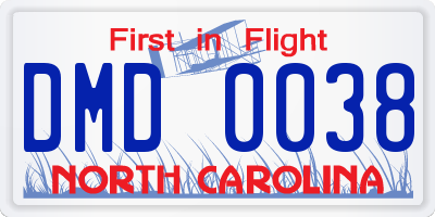 NC license plate DMD0038