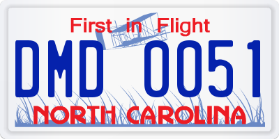 NC license plate DMD0051