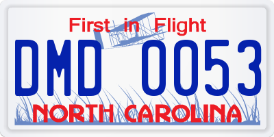 NC license plate DMD0053