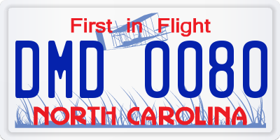 NC license plate DMD0080