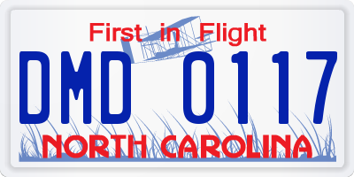 NC license plate DMD0117