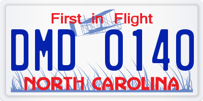 NC license plate DMD0140