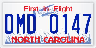 NC license plate DMD0147