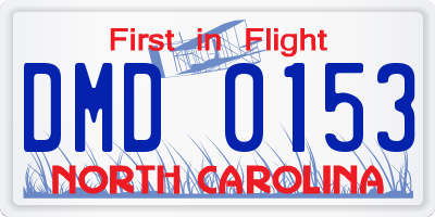 NC license plate DMD0153