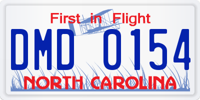 NC license plate DMD0154