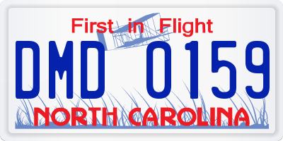 NC license plate DMD0159