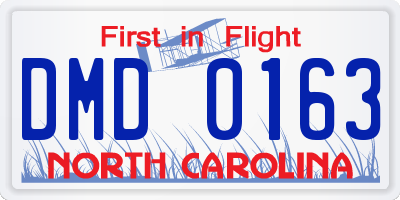 NC license plate DMD0163