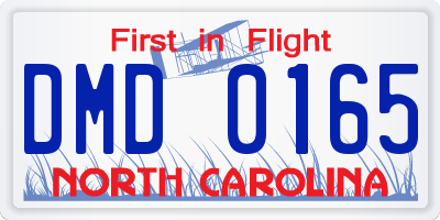 NC license plate DMD0165