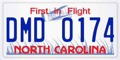 NC license plate DMD0174