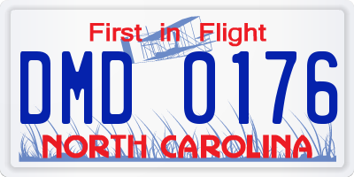 NC license plate DMD0176