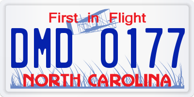 NC license plate DMD0177
