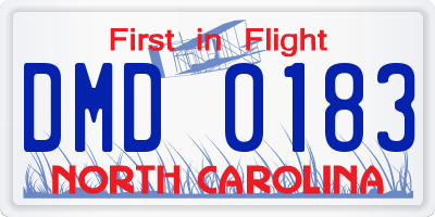 NC license plate DMD0183