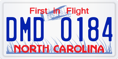 NC license plate DMD0184