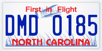 NC license plate DMD0185