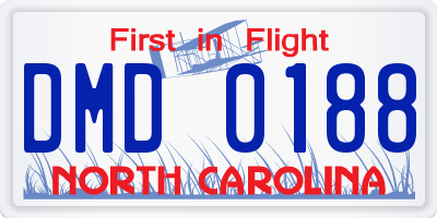 NC license plate DMD0188