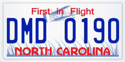 NC license plate DMD0190
