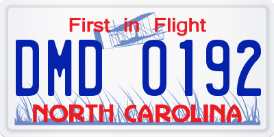 NC license plate DMD0192