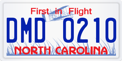 NC license plate DMD0210