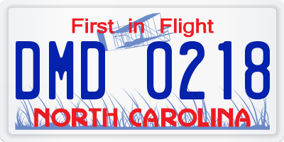 NC license plate DMD0218