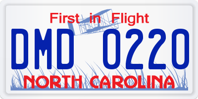 NC license plate DMD0220