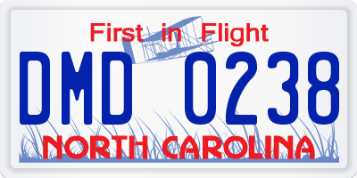 NC license plate DMD0238