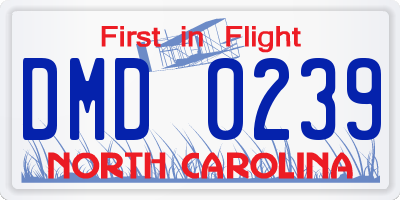 NC license plate DMD0239