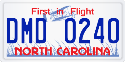 NC license plate DMD0240