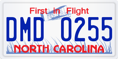 NC license plate DMD0255