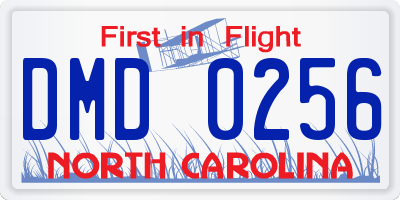 NC license plate DMD0256