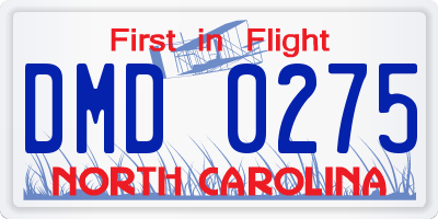 NC license plate DMD0275