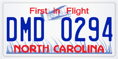 NC license plate DMD0294