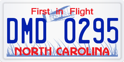 NC license plate DMD0295