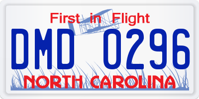 NC license plate DMD0296