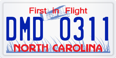 NC license plate DMD0311