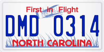 NC license plate DMD0314