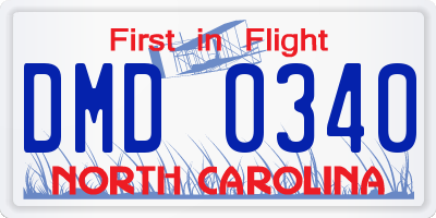 NC license plate DMD0340