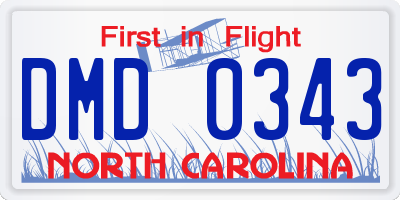 NC license plate DMD0343