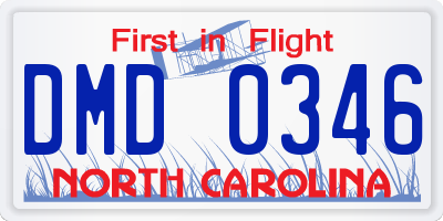 NC license plate DMD0346