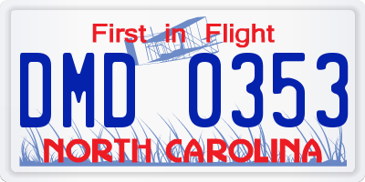 NC license plate DMD0353
