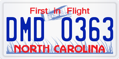 NC license plate DMD0363