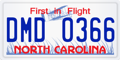 NC license plate DMD0366