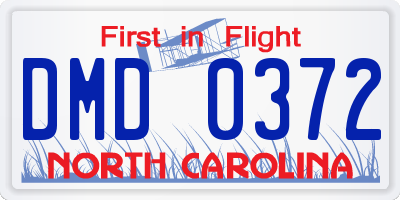 NC license plate DMD0372