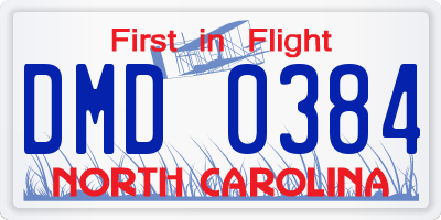 NC license plate DMD0384