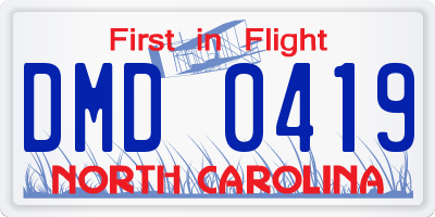 NC license plate DMD0419