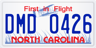 NC license plate DMD0426